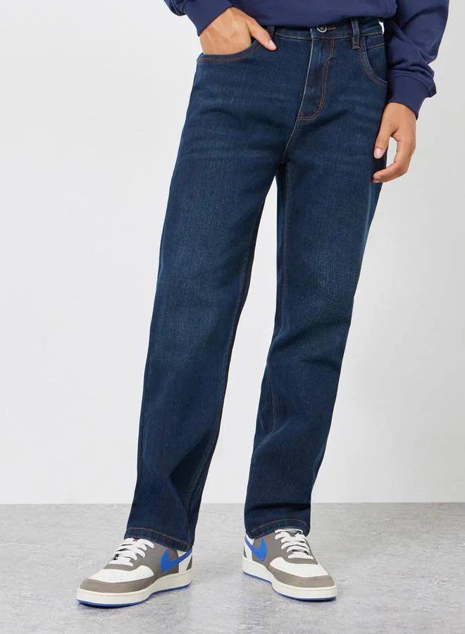 Styli  Men Dark Blue Regular Fit Jeans for Men | Best Price UAE